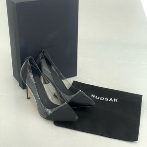RUDSAK Rudore Black Pointed Toe Transparent Sides Heels Size 38